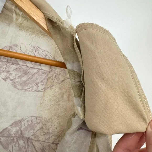 R&M Rcihards Lightweight Tan‎ Leaf Pattern Sheer Cardigan/Beige Pants Set Sz 18 - Picture 8 of 16
